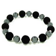 Elastic bracelet with lava from Etna and hematite