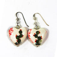 HEART SHAPED CERAMIC EARRINGS WITH HAND PAINTED CERAMIC. MADE IN ITALY.