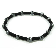 Load image into Gallery viewer, Elastic bracelet for men in lava from Etna and hematite
