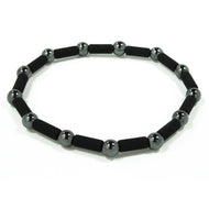 MAN BRACELET IN POROUS LAVA FROM ETNA AND HEMATITE. MADE IN ITALY.