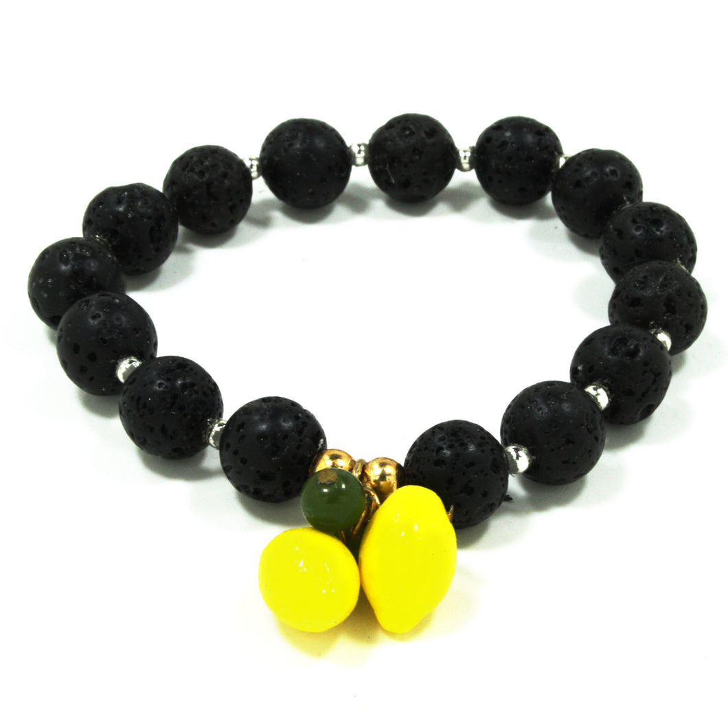 WOMAN BRACELET IN POROUS LAVA FROM ETNA AND LEMONS. MADE IN ITALY