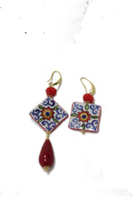 Load image into Gallery viewer, DIFFERENT EARRINGS RED CALTAGIRONE TILE
