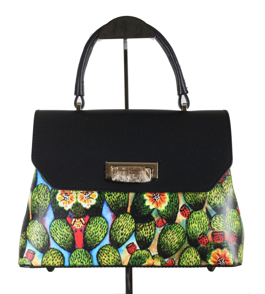 Marika model clutch bag - Black prickly pears