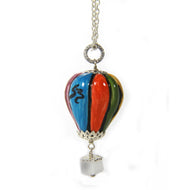 Hot air balloon shaped pendant with hand painted ceramic