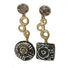 Load image into Gallery viewer, DIFFERENT WHITE / BLACK / GOLD FANTASY EARRINGS
