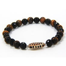 Load image into Gallery viewer, MAN BRACELET IN POROUS LAVA FROM ETNA, TIGER EYE AND CERAMIC. MADE IN ITALY
