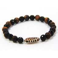 Elastic bracelet for men with Etna lava and tiger's eye and ceramic