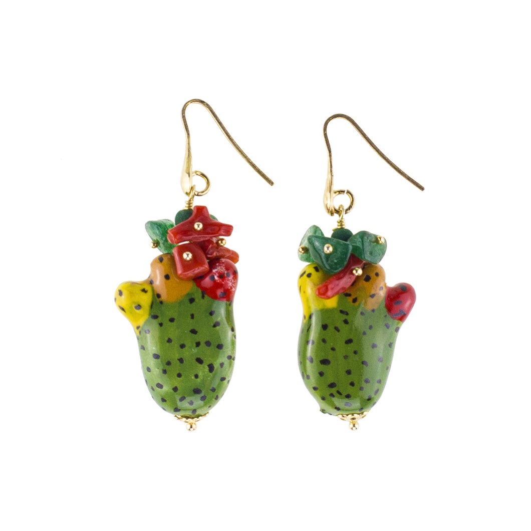 Prickly pears and coral earrings