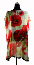 Load image into Gallery viewer, KAFTAN FOR WOMEN WITH POPPIES IN SILK CHIFFON WITH ARTISTIC PRINTS THAT COME FROM PAINTINGS.

