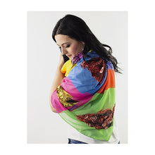 Load image into Gallery viewer, FOULARD FOR WOMEN SICILIAN PUPPETS(POP ART DESIGN) IN SILK CHIFFON WITH ARTISTIC PRINTS THAT COME FROM PAINTINGS.
