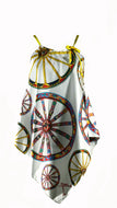 TOP FOR WOMAN WITH SICILIAN WHEEL (WHITE) IN 100% COTTON SATIN WITH ARTISTIC PRINTS THAT COME FROM PAINTINGS 