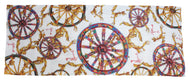 WOMEN'S SCARF WHEEL OF THE SICILIAN CART IN CHIFFON SILK WITH ARTISTIC PRINTS THAT COMES FROM PAINTINGS.(WHITE)