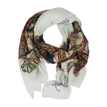 Load image into Gallery viewer, FOULARD FOR WOMEN WITH SICILIAN DONKY IN SILK CHIFFON WITH ARTISTIC PRINTS THAT COME FROM PAINTINGS.
